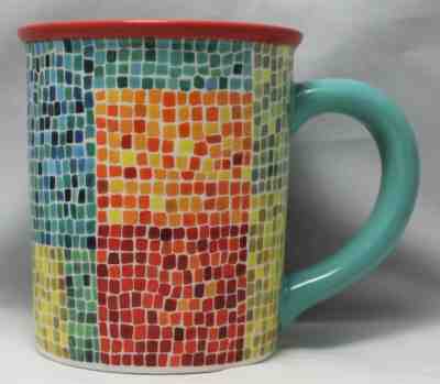 Starbucks Barista 2002 Mosaic Tile Design Red Orange Blue Green Large Coffee Mug - Sold on eBay Apr, 14th 2019 for $24.99