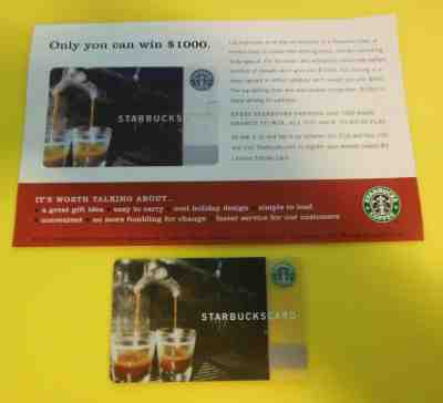 MEGA RARE STARBUCKS VHTF Orig 2002 DOUBLE SHOT Card with an Orig PROMO FLYER *M* - Sold on eBay Apr, 12th 2019 for $124.99