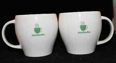 Starbucks Coffee 2003 Barista 2 White Green Coffee / Tea Mug Cups Pair  - Sold on eBay May, 1st 2019 for $37.79