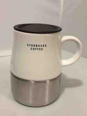 Starbucks 2005 Urban Desk White Ceramic Stainless Coffee Mug With Lid 14oz  - Sold on eBay May, 27th 2019 for $24.99