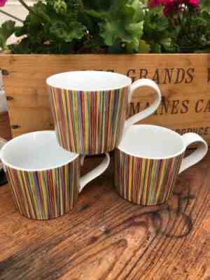 Set of 3 Starbucks Rainbow Pinstripes Striped Mugs - 13 ounces - 2008 - Sold on eBay May, 3rd 2019 for $18.99