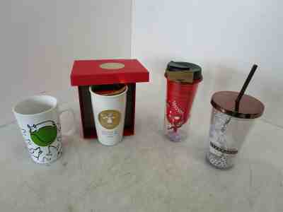 Lot of 4 Starbucks Cups and Tumbler 2 ceramic and two plastic with covers - Sold on eBay Jun, 20th 2019 for $16.50