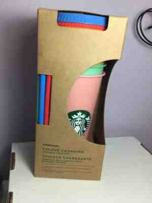 Starbucks 2019 Color Changing Cold Cups Reusable 5 Cups Lids Straws NEW! - Sold on eBay Jun, 20th 2019 for $65.00