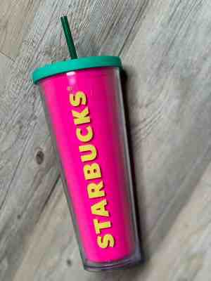 Starbucks Coffee Pink Lime 24 Oz Venti Tumbler Cold to Go Cup Double Wall 2014 - Sold on eBay Jun, 20th 2019 for $19.99