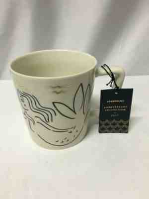Starbucks Coffee Cup Siren Mermaid Etching 2017 Anniversary 12 Oz White/Gold - Sold on eBay Jun, 20th 2019 for $20.00