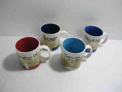4 Starbucks Coffee Collectors City Mugs 16 fl oz - United States, Mexico, Sweden - Sold on eBay Jun, 20th 2019 for $43.66