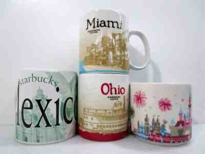 Lot of 4 Starbucks Coffee Mugs Mexico City Ohio Miami Disneyland Collectibles - Sold on eBay Jun, 20th 2019 for $20.50