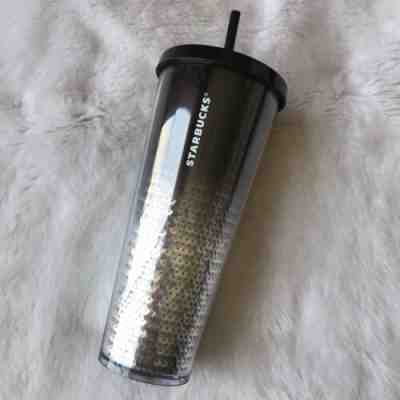 NEW Starbucks 2018 Holiday Black Silver Sequins Tumbler Cup 24oz Cold Cup - Sold on eBay Jun, 20th 2019 for $24.99