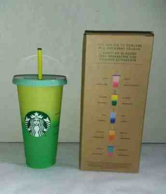 One Single New Starbucks Color Changing Venti Cold Cup Citron Yellow to Emerald  - Sold on eBay Jun, 20th 2019 for $23.00