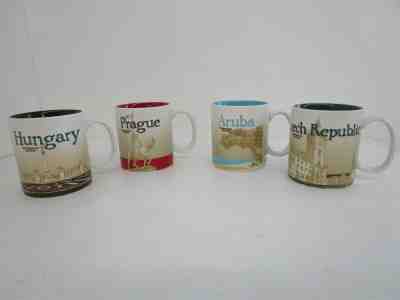 4x Starbucks Collector Series Hungary Czech Republic Aruba Prague