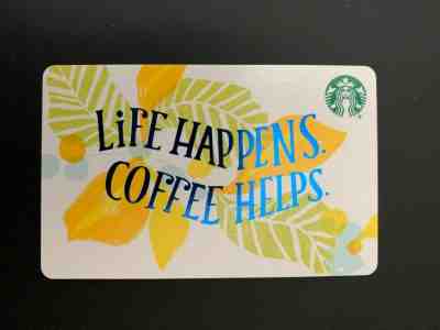 2019 Starbucks Gift Card Life Happens Coffee Helps, w/ both R & Diamond marker - Sold on eBay Jun, 20th 2019 for $17.00