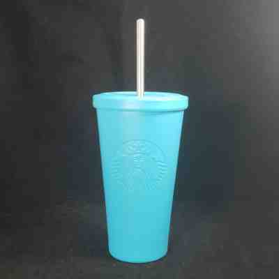 Starbucks Coffee 2014 Matte Blue Stainless Tumbler Double Walled Cold Beverage - Sold on eBay Jun, 20th 2019 for $39.95