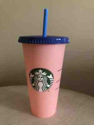 Starbucks COLOR CHANGING 1 SINGLE Cold Cup 24oz Rose Coral Red - Sold on eBay Jun, 20th 2019 for $25.99