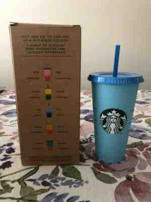 Single Starbucks Reusable COLOR CHANGING 1 Cold Cup 24oz- Sky-Cobalt - Sold on eBay Jun, 20th 2019 for $24.99