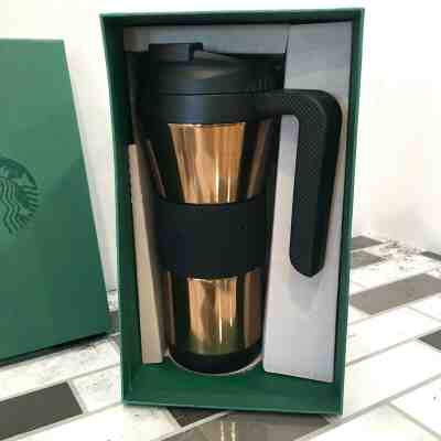 Starbucks Stainless Steel Grip Miller Tumbler with Handle Copper Black 16 oz