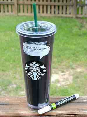[Starbucks]  Black Watercolor Create Your Own Acrylic Cold Cup - 24 oz  - Sold on eBay Jun, 20th 2019 for $39.99