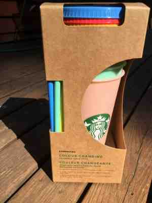 Starbucks Color Changing Reusable Cold Cup Collection - 5 Lids 5 Straws 24oz - Sold on eBay Jun, 19th 2019 for $71.00