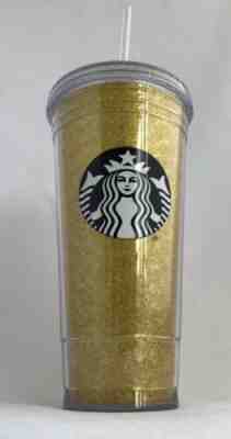 Starbucks Gold Glitter 20oz Tumbler Cold Cup Straw and Lid - NEW - Sold on eBay Jun, 19th 2019 for $18.70