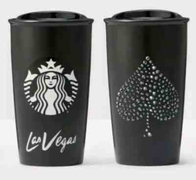 NWT Starbucks Las Vegas Ceramic Travel Cup Black Spade Swarovski Crystals $90 - Sold on eBay Jun, 19th 2019 for $54.00