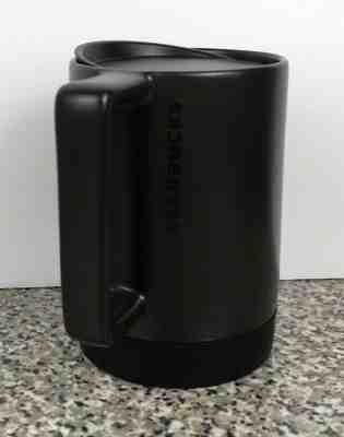 STARBUCKS Coffee Cup 14 oz Mug Black Ceramic With Lid Non-Slip Rubber Bottom  - Sold on eBay Jun, 19th 2019 for $21.95