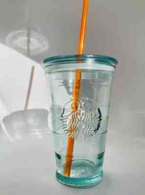 STARBUCKS 16 oz Green Recycled Glass Grande Cold Cup Tumbler, Lid, & Straw - Sold on eBay Jun, 19th 2019 for $19.99