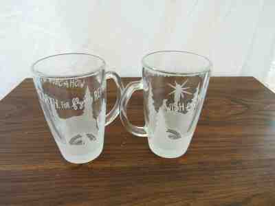 Starbucks 2009 Christmas Etched Glass Mugs "Wish for Snow" Set of 2 - Sold on eBay Jun, 19th 2019 for $29.69