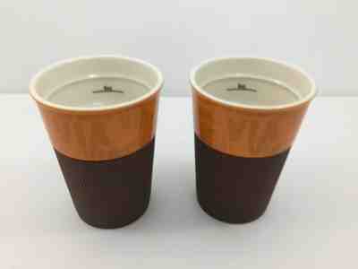 Lot 2- Starbucks 2011 VIA Ready Brew Orange Tumbler Mug Brown Rubber 8 Oz No Lid - Sold on eBay Jun, 19th 2019 for $28.99