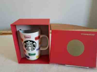 Starbucks Multicolor French Macaron Mug Rainbow Tall White 16 Oz Coffee Cup 2015 - Sold on eBay Jun, 19th 2019 for $25.00