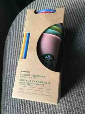 Starbucks 5 Pack Colour Changing Reusable Cold Cup With Color Lids Straws 24oz - Sold on eBay Jun, 19th 2019 for $89.99