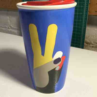 2017 Starbucks Ceramic PEACE SIGN Hands Travel Tumbler w/Lid - 12 oz - FREE SHIP - Sold on eBay Jun, 18th 2019 for $24.99