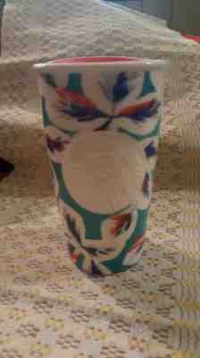 2016 Starbucks Travel Tumbler Cup Mug Ceramic Lid 12oz NEW Blue Coral Turquoise  - Sold on eBay Jun, 18th 2019 for $39.00
