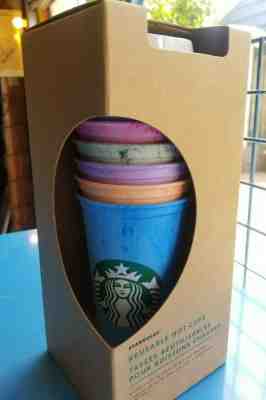 Starbucks Reusable Hot Cups Six To-Go Cups W/ Lids BPA Free 16 Oz Marble Design - Sold on eBay Jun, 18th 2019 for $23.99