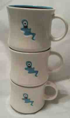 3 Starbucks Halloween One Eyed Blue Ghost Coffee Mugs Cups 2006 Porcelain White - Sold on eBay Jun, 18th 2019 for $30.30