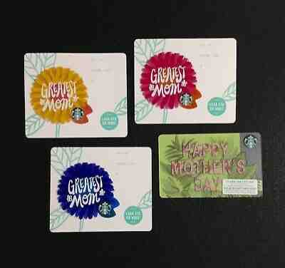 STARBUCKS MOTHER DAY " ?? STAR " & " I " MARKER GIFT CARD - SET OF 4 PCS. - NEW - Sold on eBay Jun, 18th 2019 for $19.99