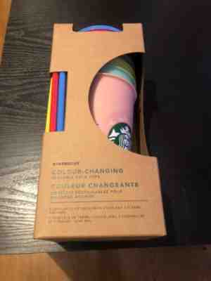 Starbucks color changing cold cups 5 pack with lids and straws 24oz - Sold on eBay Jun, 17th 2019 for $80.00