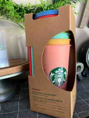 Starbucks 5 Pack Colour Changing Reusable Cold Cup With Color Lids Straws 24oz - Sold on eBay Jun, 17th 2019 for $74.99