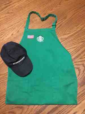 Starbucks Baristas Green USA Patriotic Veterans Apron American Flag With Hat - Sold on eBay Jun, 17th 2019 for $18.99