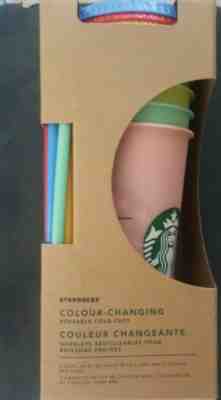 Starbucks 5 Pack Colour Changing Reusable Cold Cup With Color Lids Straws 24oz - Sold on eBay Jun, 17th 2019 for $80.00