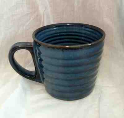 Starbucks Dark Blue & Brown Ribbed Coffee Mug Rib Pattern, 2008 - Sold on eBay Jun, 17th 2019 for $16.95
