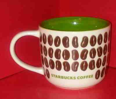 Vintage Starbucks 2009 Coffee Cup Mug Coffee Beans Green Interior 12 oz - Sold on eBay Jun, 17th 2019 for $17.99