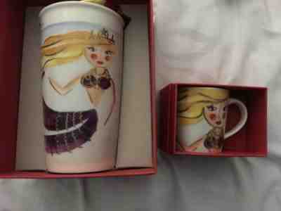 2015 Starbucks Mermaid Siren Travel Tumbler Ceramic 12 Oz And Mini Espresso 3 Oz - Sold on eBay Jun, 17th 2019 for $52.00