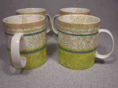 Set of 4 Starbucks 2008 Coffee Mug 14oz ZEN Tea Leaf Lime Green Teal Blue Leaves - Sold on eBay Jun, 17th 2019 for $39.95