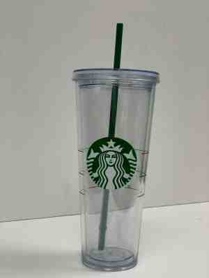 NEW! Starbucks Reusable Drink Glass Tumbler Cold Cup Clear Acrylic Venti 24oz - Sold on eBay Jun, 17th 2019 for $22.00