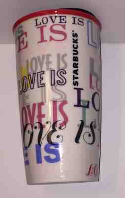 Starbucks Ceramic Tumbler Travel Mug To Go 12 oz Coffee ~LOVE IS~ NWT - Sold on eBay Jun, 17th 2019 for $18.00