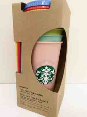 New STARBUCKS Color Changing Reusable Cold Cup Tumblers 24oz Venti Set Of 5 Cups - Sold on eBay Jun, 17th 2019 for $68.00