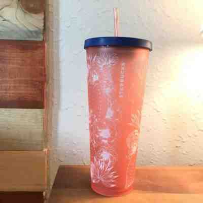 2019 STARBUCKS COLD CUP DESSERT FLORAL CACTUS BLUE PINK WHITE TUMBLER 24 fl - Sold on eBay Jun, 16th 2019 for $22.00