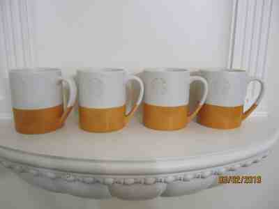 Set of Four Starbucks Mermaid Etched Logo Two Tone Orange Coffee Cups 14 oz 2014 - Sold on eBay Jun, 16th 2019 for $19.95