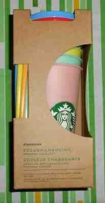 New STARBUCKS Color Changing Reusable Cold Cup Tumblers 24oz Venti Set Of 5 Cups - Sold on eBay Jun, 16th 2019 for $69.00