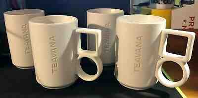 TEAVANA Starbucks Seattle Cool White Coffee/Tea Mugs Circle Square Handle 2015 - Sold on eBay Jun, 16th 2019 for $19.07