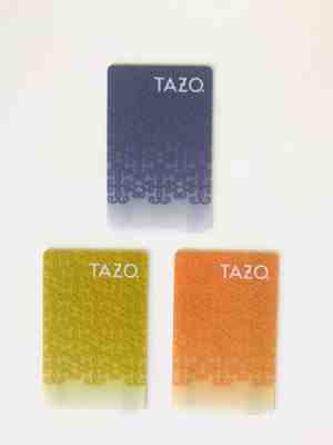 3 RARE Starbucks TAZO Cards 2012 Set Lot New Geometric Purple Olive Orange - Sold on eBay Jun, 16th 2019 for $96.00